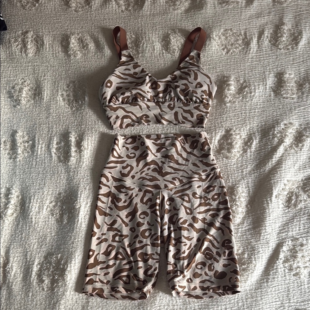 Aerie Leopard Print Bike Shorts Set